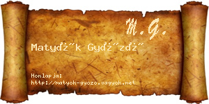 Matyók Győző névjegykártya